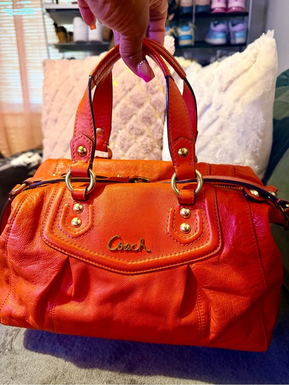 Authentic Coach Ashley Satchel with Gold Hardware